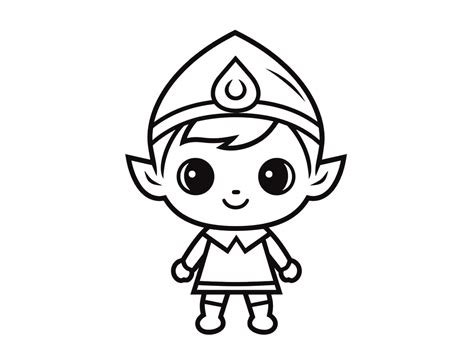 Cute Elf Drawing To Color - Coloring Page