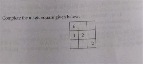 complete the magic square given below. - Brainly.in