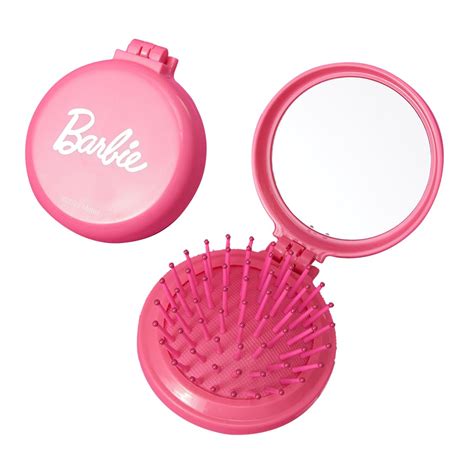 MINISO Barbie Foldable Mirror and Hari Brush Comb Compact Travel Mirror ...