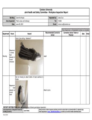 Fillable Online Appendix B: Monthly Workplace Inspection Report - AWS ...