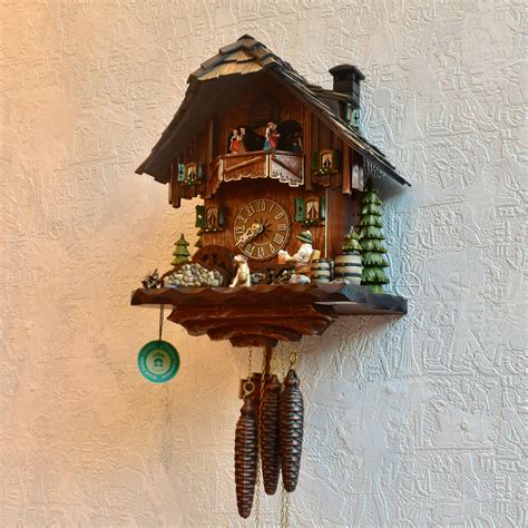 Musical cuckoo clock with beer drinking man ,German farm dance - one d ...