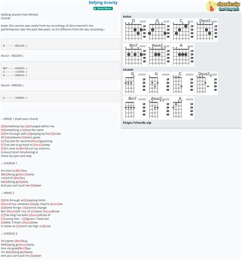 Chord: Defying Gravity - tab, song lyric, sheet, guitar, ukulele ...