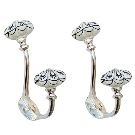 Maison Belle Ceramic Metal Wall Hooks Hanging Clothes Hat Coat Robe ...