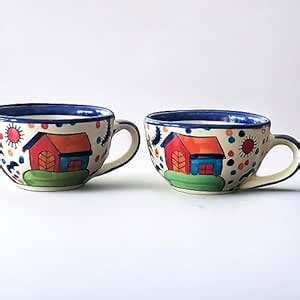 Buy Khan Studio Handmade Drawing Design Ceramic Jumbo Coffee & Tea Cup ...