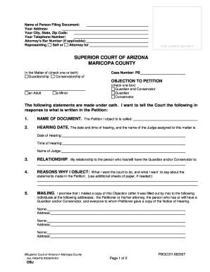 Objection To Petition - Superior Court - Maricopa County ...