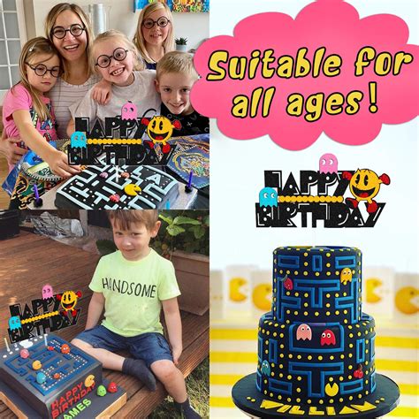 Cake Topper for Pacman 80s Arcade Game Themed Happy Birthday Cake ...