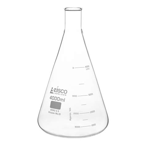 Flasks - Conical Erlenmeyer with Narrow Neck, ASTM Dual Scale 4000ml ...