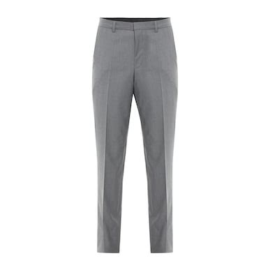Buy Men Light Grey Slim Fit Solid Special Occasion Trousers Online at ...