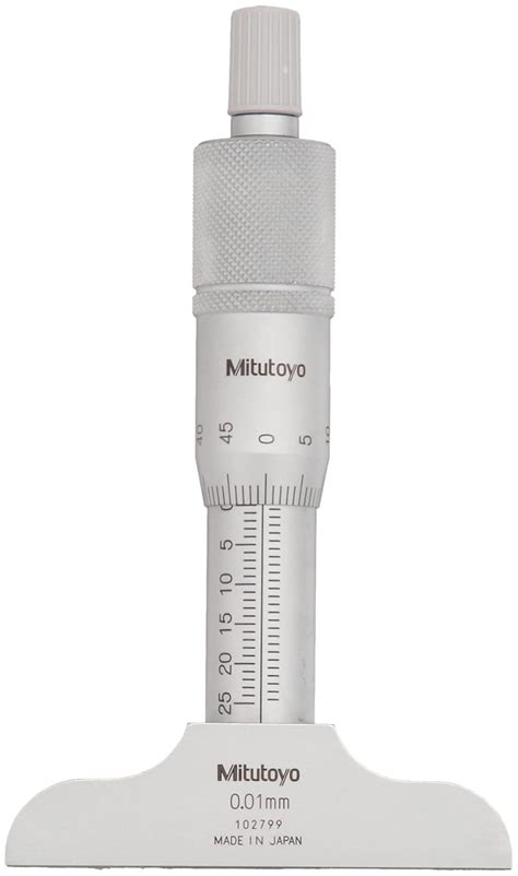 Mitutoyo 128-101 Vernier Depth Gauge, Micrometer Type, 0-25mm Range, 0 ...