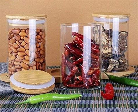 ONGO airtight dry fruit and nuts container glass set, jar canister for ...