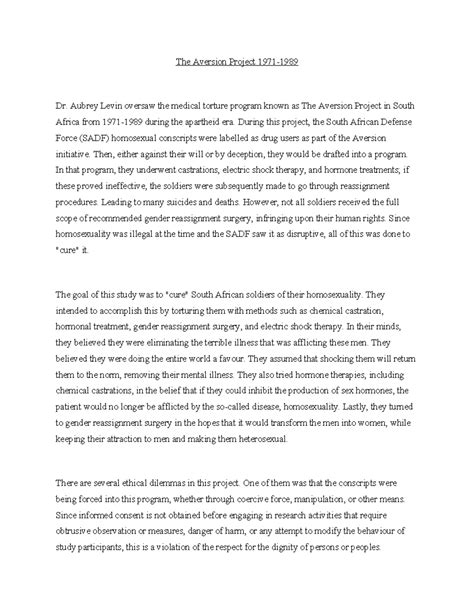 The Aversion Project 1971-1989 copy - The Aversion Project 1971- Dr ...