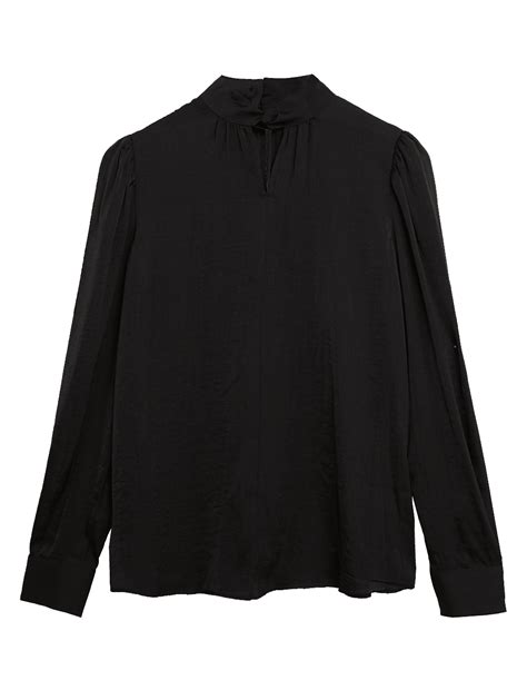 Buy Satin High Neck Long Sleeve Blouse at Marks & Spencer