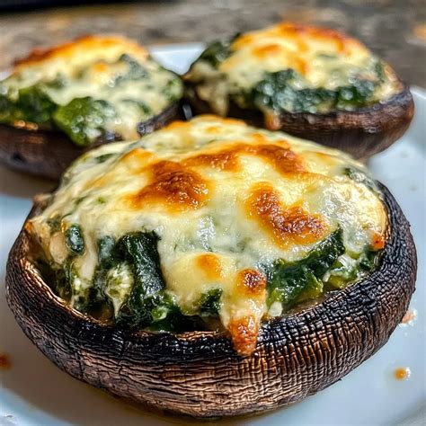 Spinach and Cheese Stuffed Portobello Mushroom