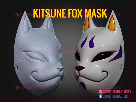 STL file Japanese Fox Mask Demon Kitsune Cosplay STL File・3D printing ...