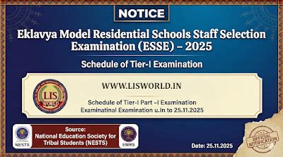Eklavya Model Residential Schools Staff Selection Examination (ESSE ...