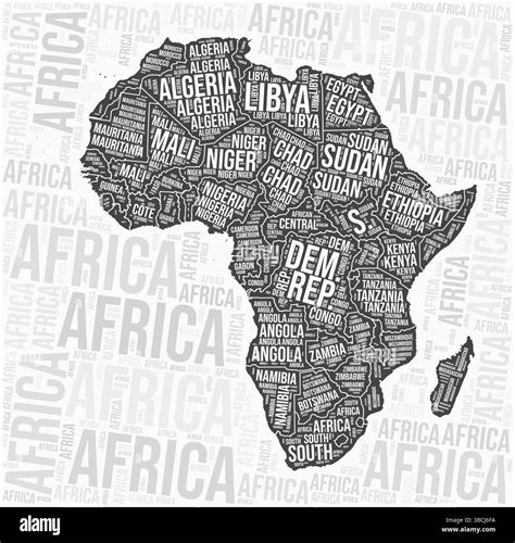 Map Of Africa Black And White With Names Vector Illustration Africa - map of africa black and white