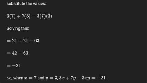 What is value of x and ywhere x=7 , y=33x+7y-3xy - Brainly.in