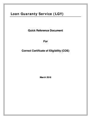 Fillable Online benefits va LGY Correct COE Quick Reference Document ...