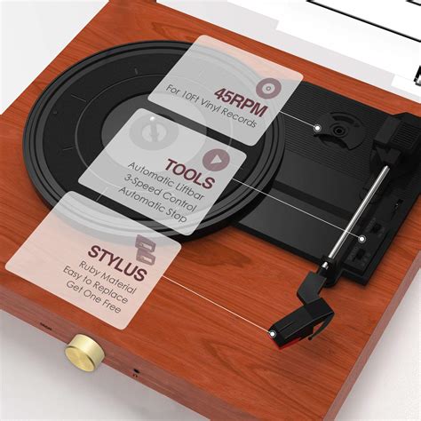 SOUIDMY Vinyl Record Player, 3-Speed Turntable Record Player with Built ...