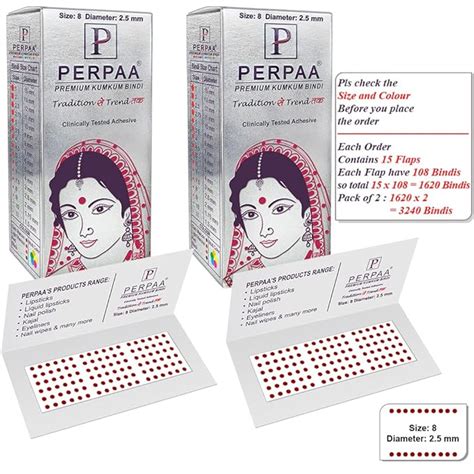 PERPAA Premium Velvet Sticker Kumkum Bindi Box of 15 Flaps Each Pack 2 ...