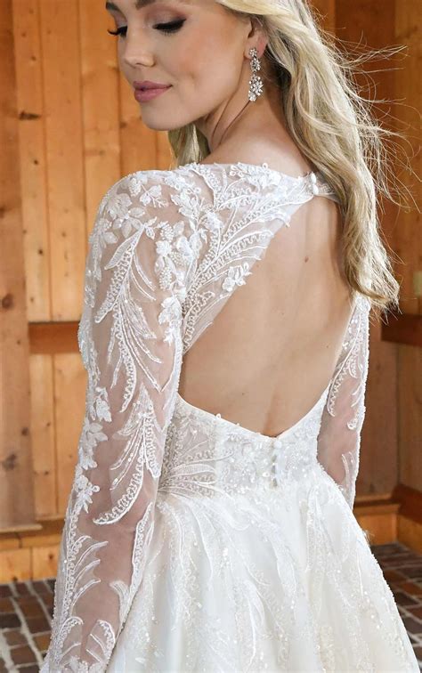 Sparkling Long Sleeve A-Line Wedding Dress