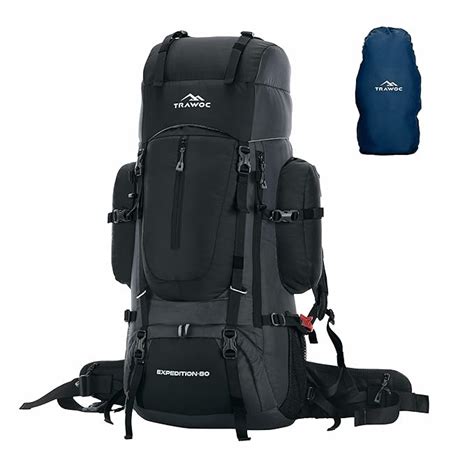 TRAWOC EXPEDITION 80L Travel Backpack Camping Hiking Rucksack Trekking ...