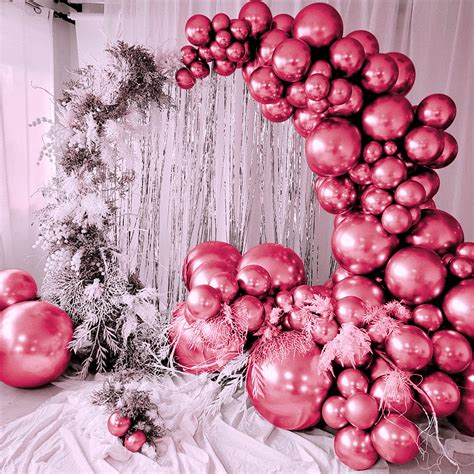 Buy ITAF 50 Pcs Red Metallic Chrome Balloons with Shiny Surface For ...