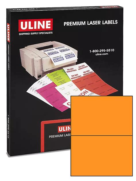Uline Laser Labels - Fluorescent Orange, 8 1/2 x 5 1/2" S-5049O - ULINE