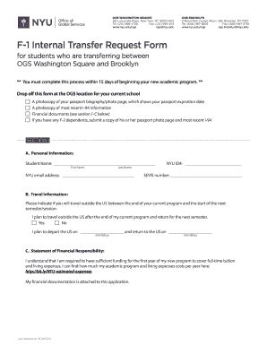 Nyu Internal Transfer - Fill Online, Printable, Fillable, Blank | pdfFiller