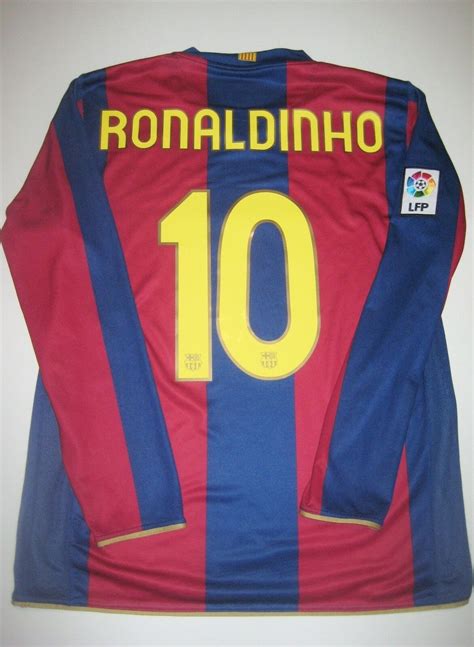 Retro Barcelona Home Long Sleeve Soccer Jersey 2007-2008 Men Adult ...