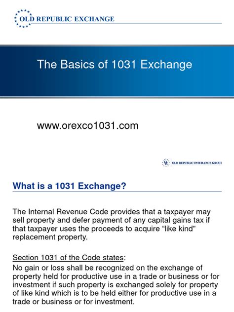 Image result for Explain 1031 Exchange