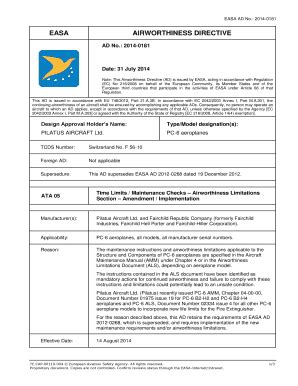 Fillable Online EASA Form 110 - AD Template - Europa Fax Email Print ...