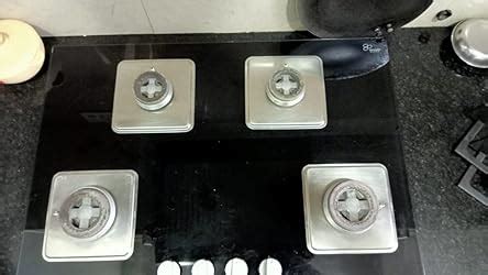 Glen 4 Burner Glass Hob | Double Ring Forged Brass Burner Auto Ignition ...