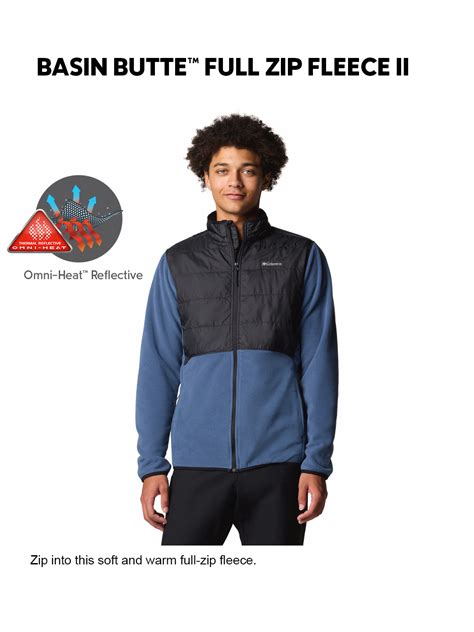 Columbia Men Blue Omni-Heat Reflective Basin Butte II Fleece Jacket ...