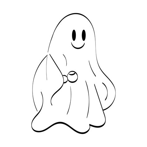 Halloween Ghost Outlines. Cute Ghost and add a little adventure. Spooky outline Drawing - Black ...