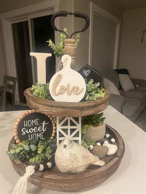 Farmhouse Tiered Tray Decor with Love Sign