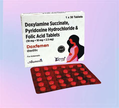 Doxfemen Tablet (Bl) 10X1X30 Doxylamine 10 Mg + Pyridoxine 10 Mg + Fol ...