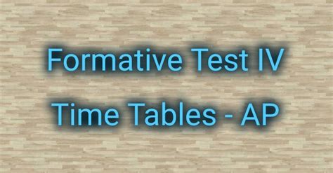 Formative Test IV Time Table and Syllabus for Andhrapradesh