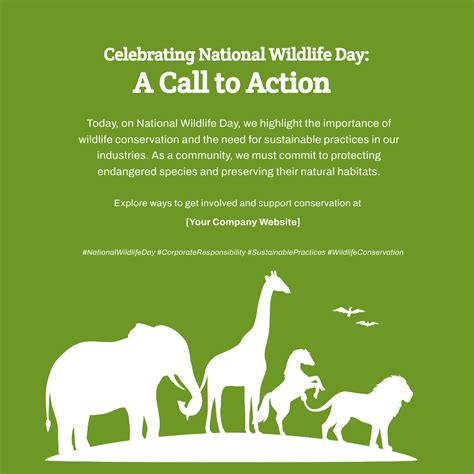 Free National Wildlife Day LinkedIn Post Template to Edit Online