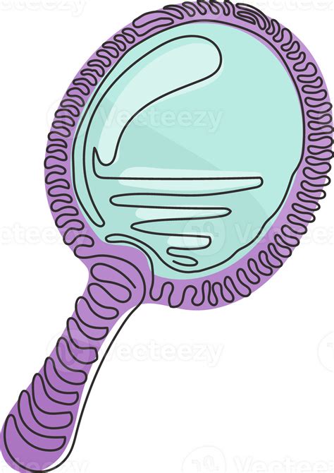 Continuous one line drawing Mirror with handle for make-up. Hand mirror ...