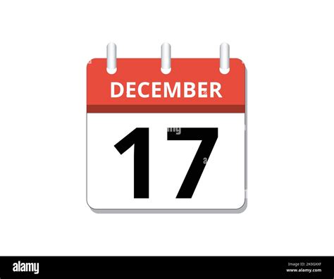 December, 17th calendar icon vector, concept of schedule, business and ...
