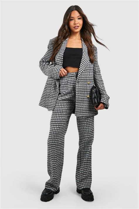 Boucle Wide Leg Pants | boohoo USA