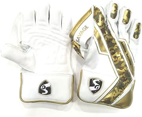 Buy SG Savage Mens-White/Gold- Wicket Keeping Gloves- (17+) Online at ...