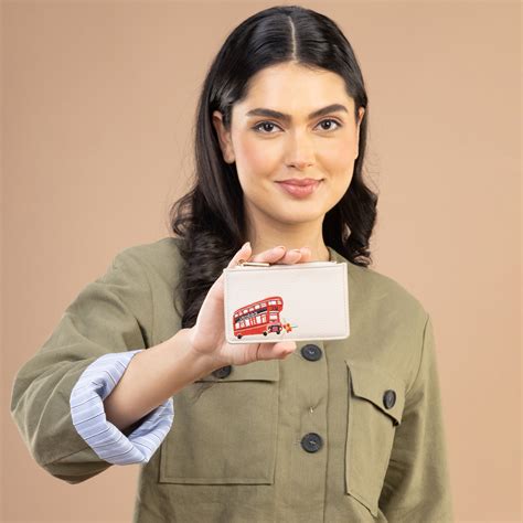 Accessorize London Women's Cream London Bus Embroidered Card Holder ...