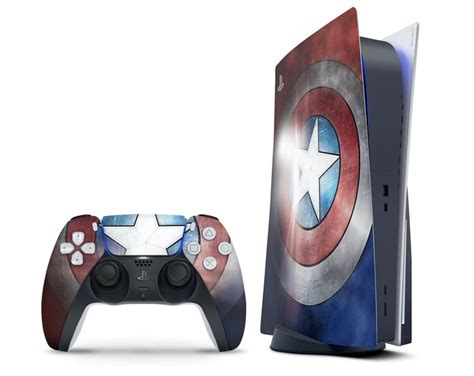 Captain America Shield PS5 Skin, Marvel Superhero PS5 Slim Playstation ...