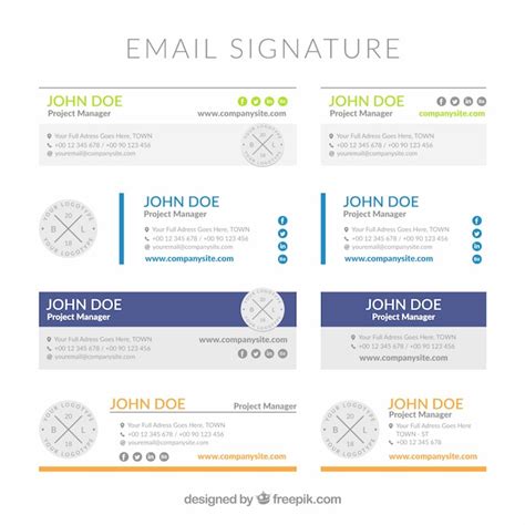 Email signature collection in flat style | Free Vector