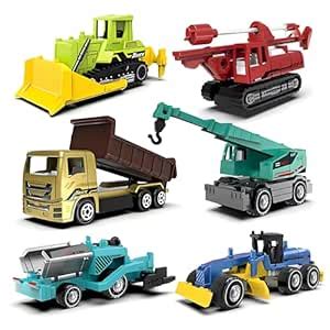 Elecart Colourful Construction Trucks Toy Set – 6PCS Engineering ...