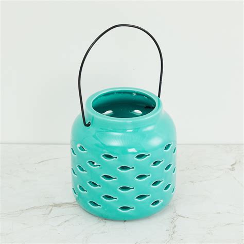 Buy Helios Round Single Pc. Lantern - Ceramic - Blue from Home Centre ...