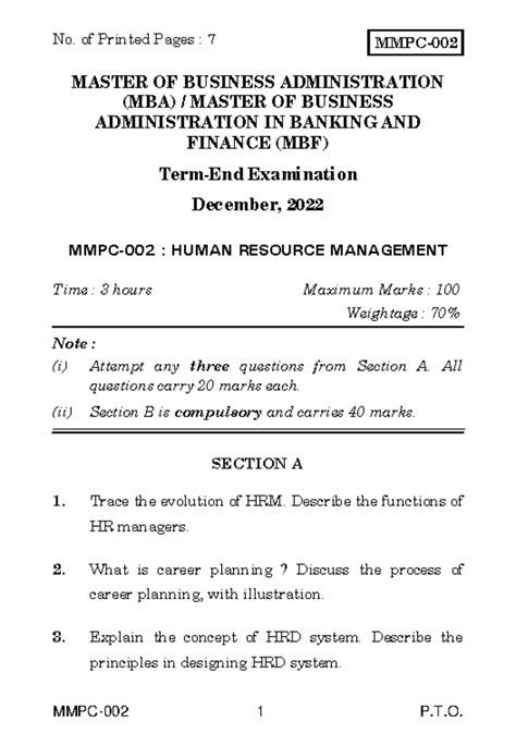 MMPC-2 - MMPC-002 1 P.T. MMPC- MASTER OF BUSINESS ADMINISTRATION (MBA ...