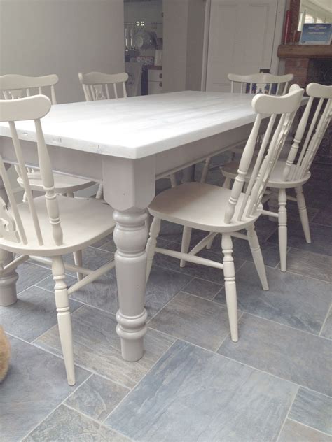 Dining chairs given a 2 colour distress using Annie Sloan Cream over ...